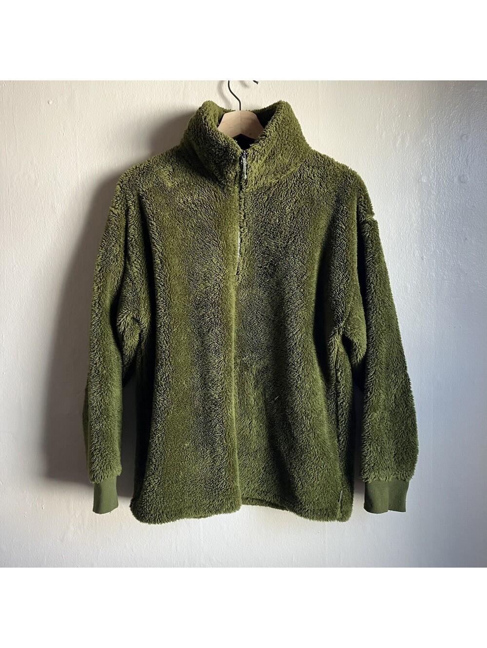 Eddie Bauer Soft Plush Fluffy Fleece Quarter Zip Pullover Sz M Cozycore Gorpcore
